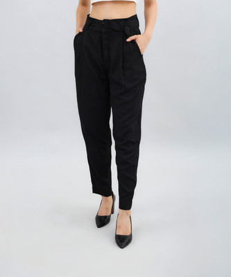 MEOREX Regular Fit Women Black Trousers