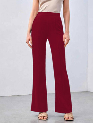 Maheshvi Regular Fit Women Maroon Trousers