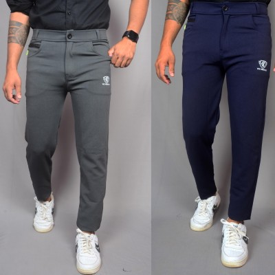 We Perfect Slim Fit Men Grey, Blue Trousers