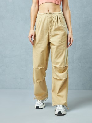 BEWAKOOF Relaxed Women Beige Trousers