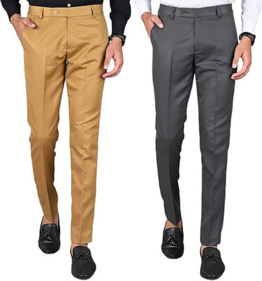 ZS Trends Regular Fit Men Khaki, Grey Trousers