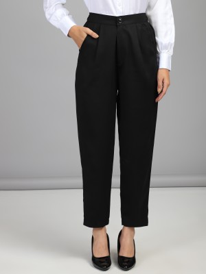 METRONAUT Tapered Women Cotton Blend Black Trousers