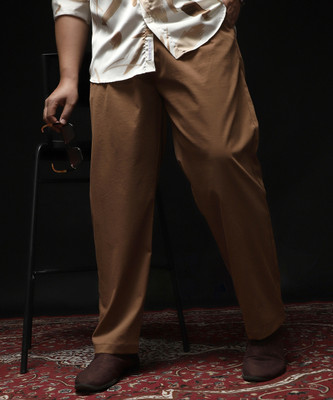 Instafab Plus Straight Fit Men Brown Trousers