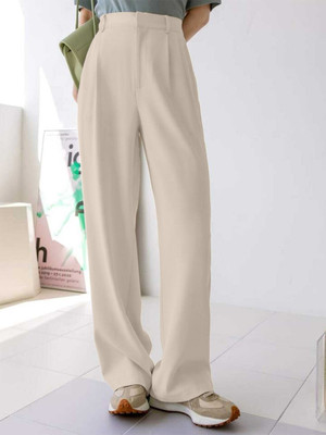 Aahwan Loose Fit Women Beige Trousers