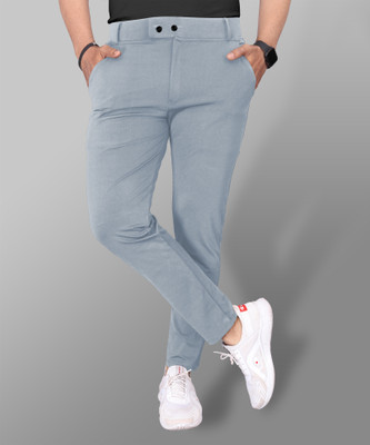 COMBRAIDED Slim Fit Men Silver Trousers