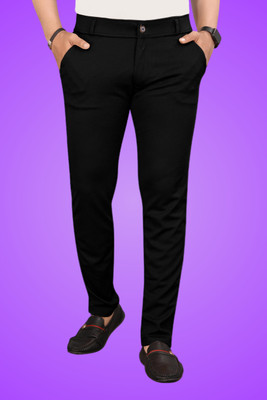 HouseOfComman Regular Fit Men Black Trousers