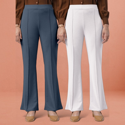 nitafashion Loose Fit Women Grey, White Trousers