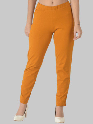 Dollar Missy Dollar Missy Women's Cotton Four-Way Stretchable Kurti Pant Slim Fit Women Brown Trousers