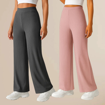 METRONAUT Comfort Fit Women Grey, Pink Trousers