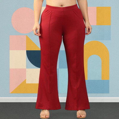 Trouserwala Loose Fit Women Maroon Trousers