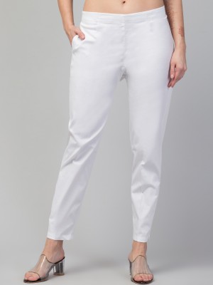 Trend Level Slim Fit Women White Trousers