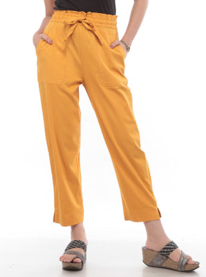 TRUELADY Regular Fit Women Yellow Trousers