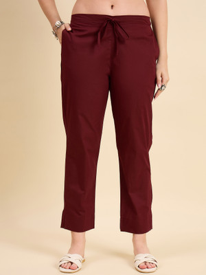 KLOSIA Regular Fit Women Maroon Trousers
