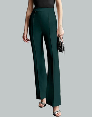 HouseOfCommon Regular Fit Women Dark Green Trousers