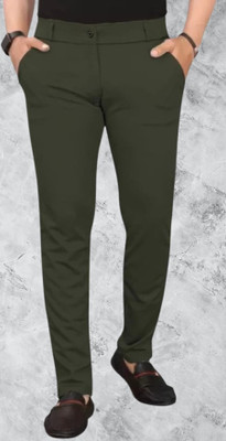 Nk staylish Slim Fit Men Green Trousers