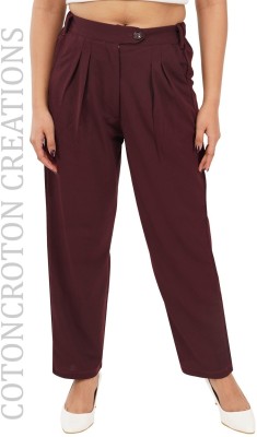 Cotoncroton Regular Fit Women Maroon Trousers