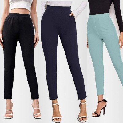 Shiv Enterprise Only Regular Fit Women Black, Dark Blue, Light Blue Trousers