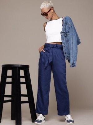 Roadster Regular Fit Women Dark Blue Trousers