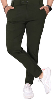 CIVIRASTYLE Regular Fit Men Dark Green Trousers