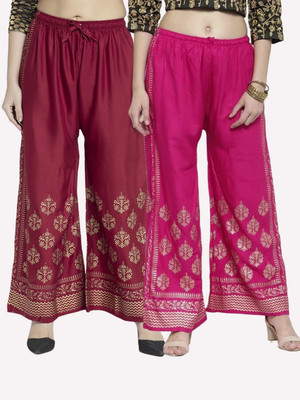 OMAYAA Comfort Fit Women Maroon, Pink Trousers