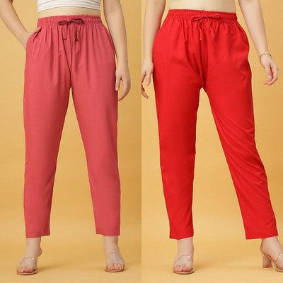GANIX FASHION THAT DEFINE YOU Regular Fit Women Red, Pink Trousers