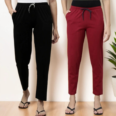 Kryptic Solid Women Black, Maroon Track Pants