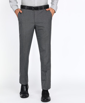 PARK AVENUE Slim Fit Men Grey Trousers