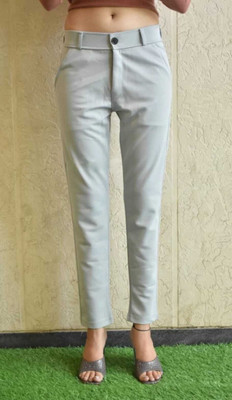 Raienterprises Slim Fit Men Silver Trousers