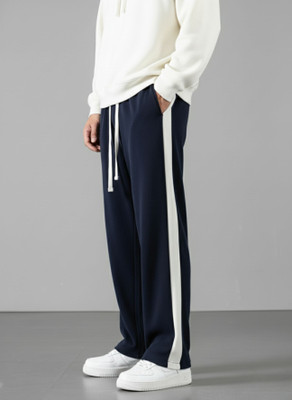 INDICLUB Self Design Men Blue Track Pants