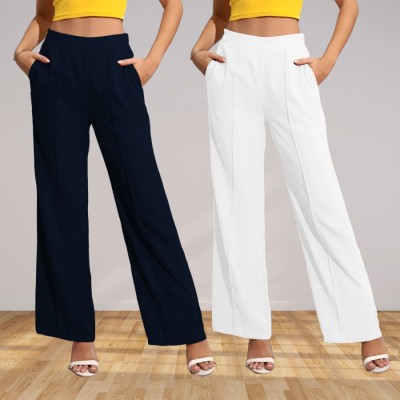 Kintu Parantu Regular Fit Women Dark Blue, White Trousers