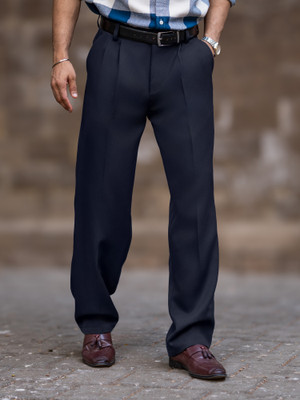 MANIAC Comfort Fit Men Dark Blue Trousers