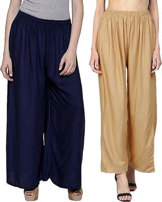 LOVO Loose Fit Women Dark Blue, Beige Trousers