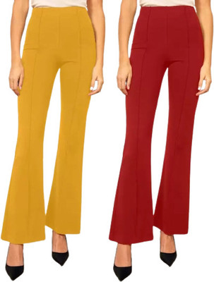 Bainbees Regular Fit Women Yellow, Red Trousers