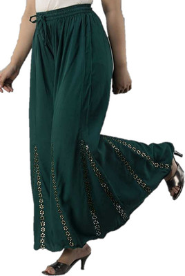 SriSaras Flared Women Green Trousers