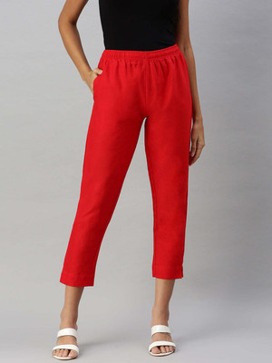 High Glitz Regular Fit Women Red Trousers