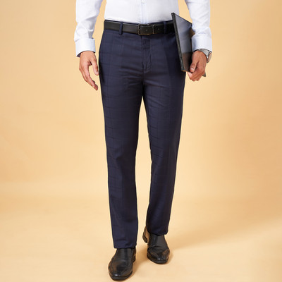 Byford by Pantaloons Slim Fit Men Dark Blue Trousers