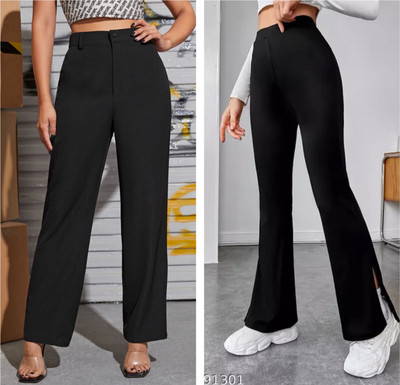 GREEN-SHADE Regular Fit Women Black Trousers