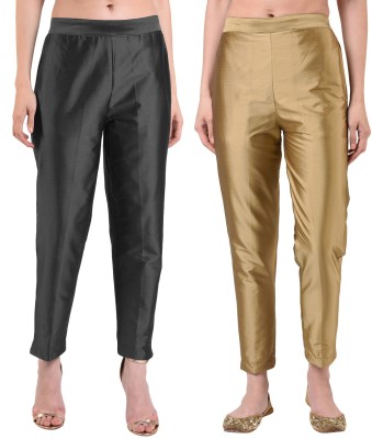 FLOREOS Regular Fit Women Gold, Black Trousers