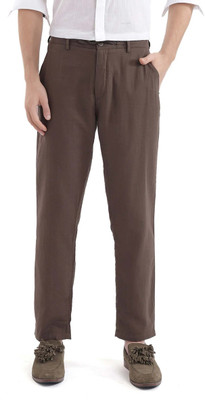 RARE RABBIT Regular Fit Men Brown Trousers