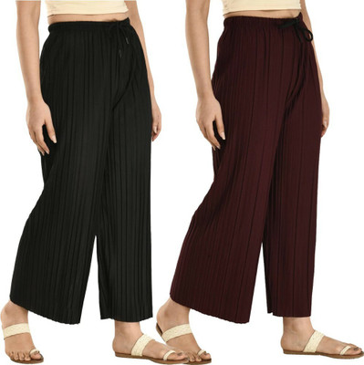 GLADLY Relaxed Women Black, Maroon Trousers