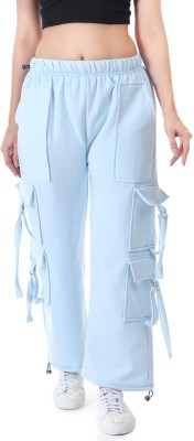 HypeThread Comfort Fit Women Light Blue Trousers