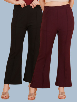 Kintu Parantu Regular Fit Women Black, Maroon Trousers