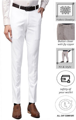 ELANHOOD Regular Fit Men White Trousers
