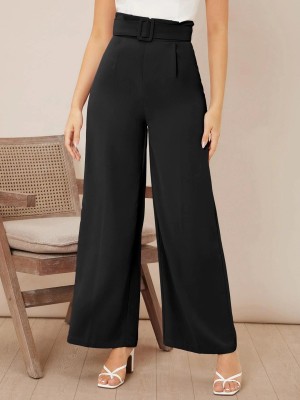 MIKUCHIKU Regular Fit Women Black Trousers