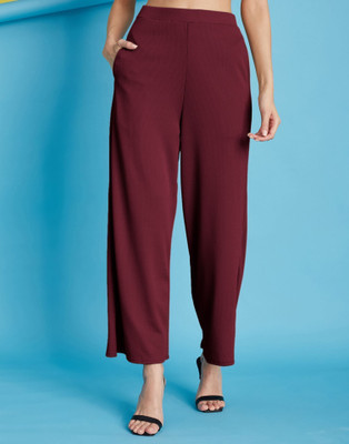 Moda Rapido Relaxed Women Maroon Trousers