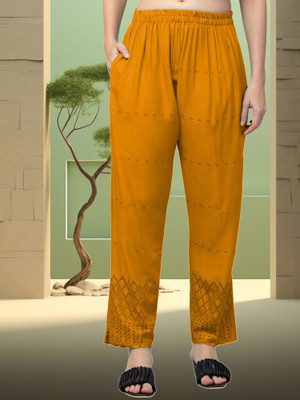 FamBee Relaxed Women Yellow Trousers