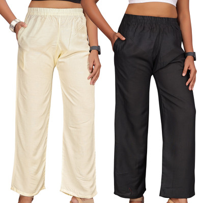 Anti Wrinkle Designer Regular Fit Women Multicolor Trousers