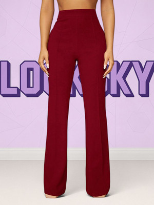 Anitafashion Loose Fit Women Maroon Trousers