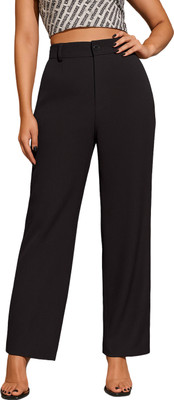 JANKISFASHION Straight Fit Women Black Trousers