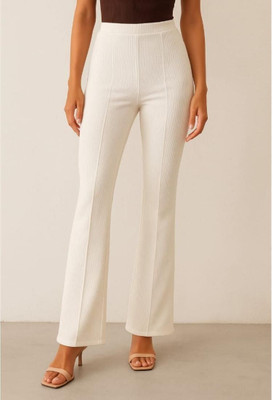 CAVIORA Straight Fit Women White Trousers